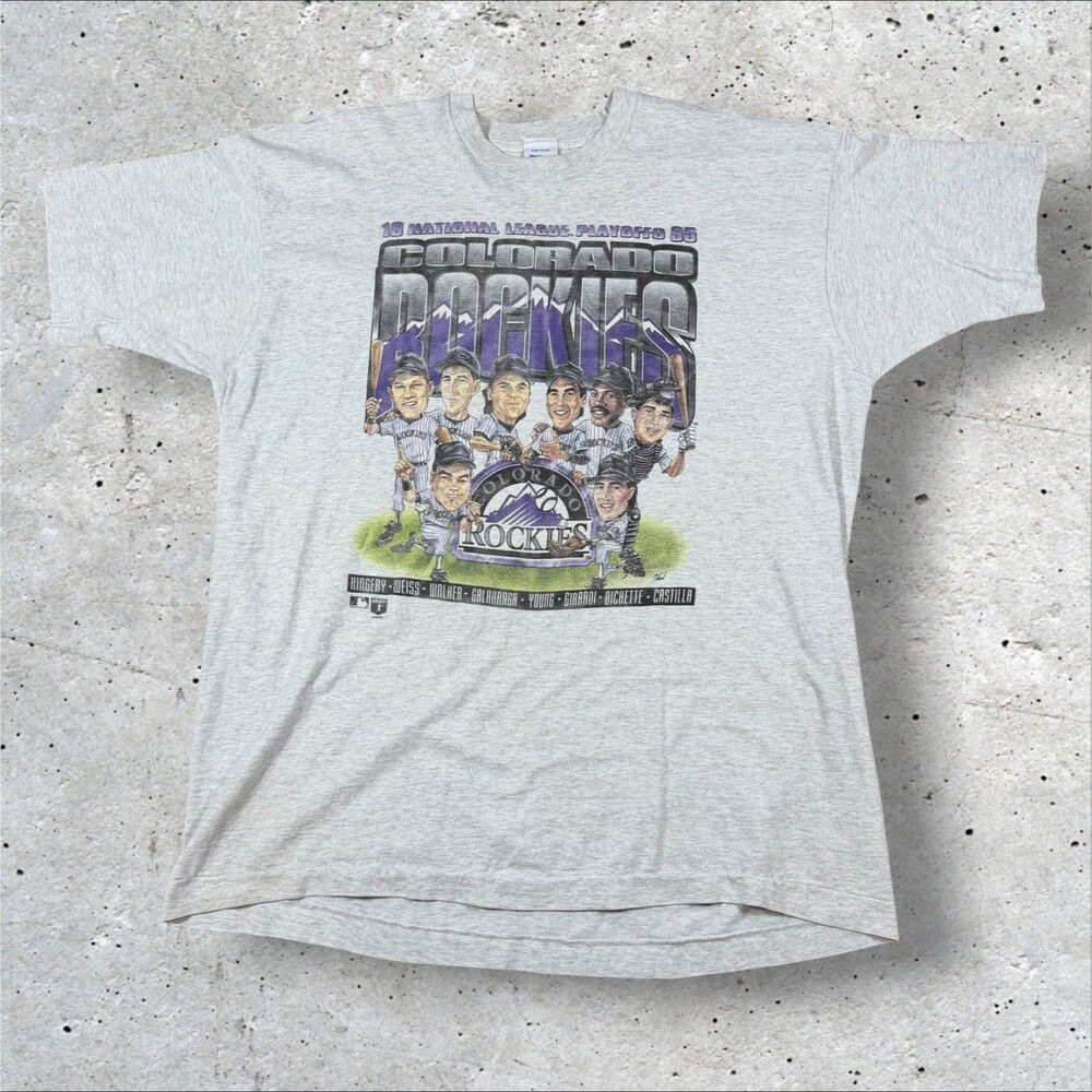 Vintage 1995 Colorado Rockies Salem Caricature T Shirt 90s MLB Single Stitch L